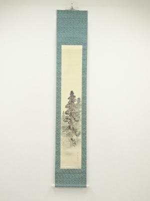 渡辺祥英筆　神社図　肉筆絹本掛軸